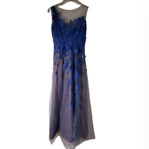 Rene Ruiz Collection For Neiman Marcus Floral Lace Illusion Organza Gown Size‎ 3